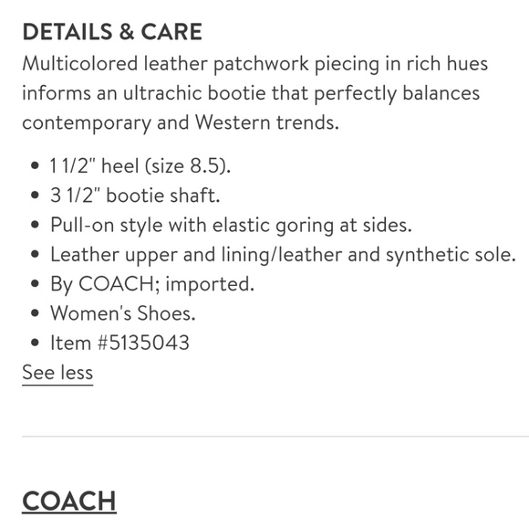 New size! Coach Patchwork Bandit Leather Boots - Picture 8 of 8